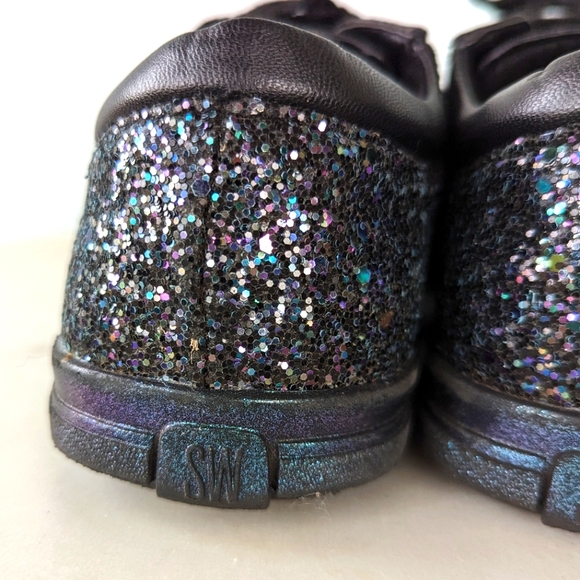 Stuart Weitzman Girls Black Glitter Heather Low Sneakers - Picture 11 of 11